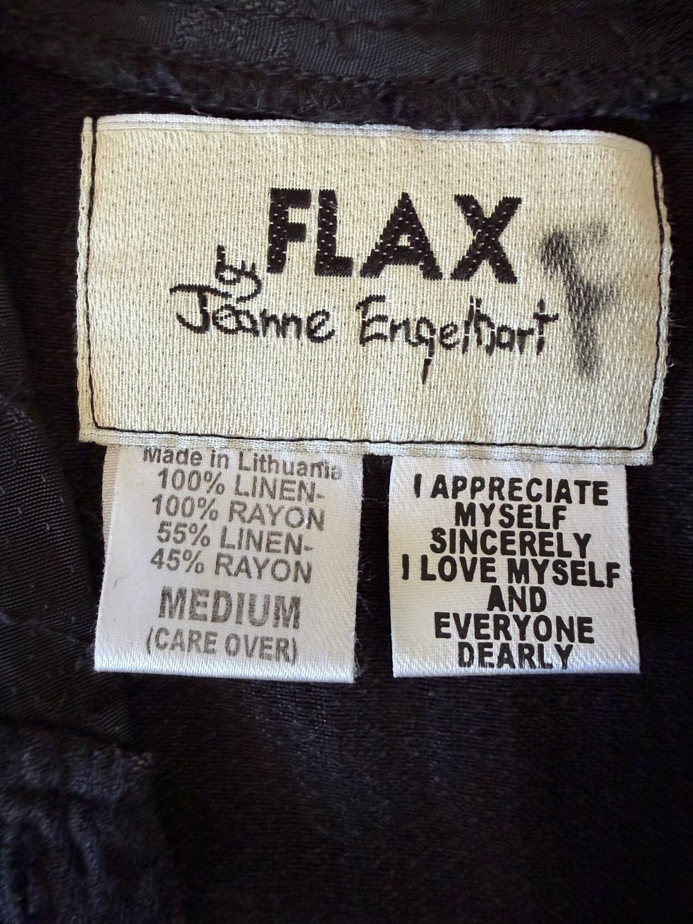 Vintage FLAX by Jeanne Engelhart Black Linen Button-Down Maxi Dress size M - Picture 7 of 8
